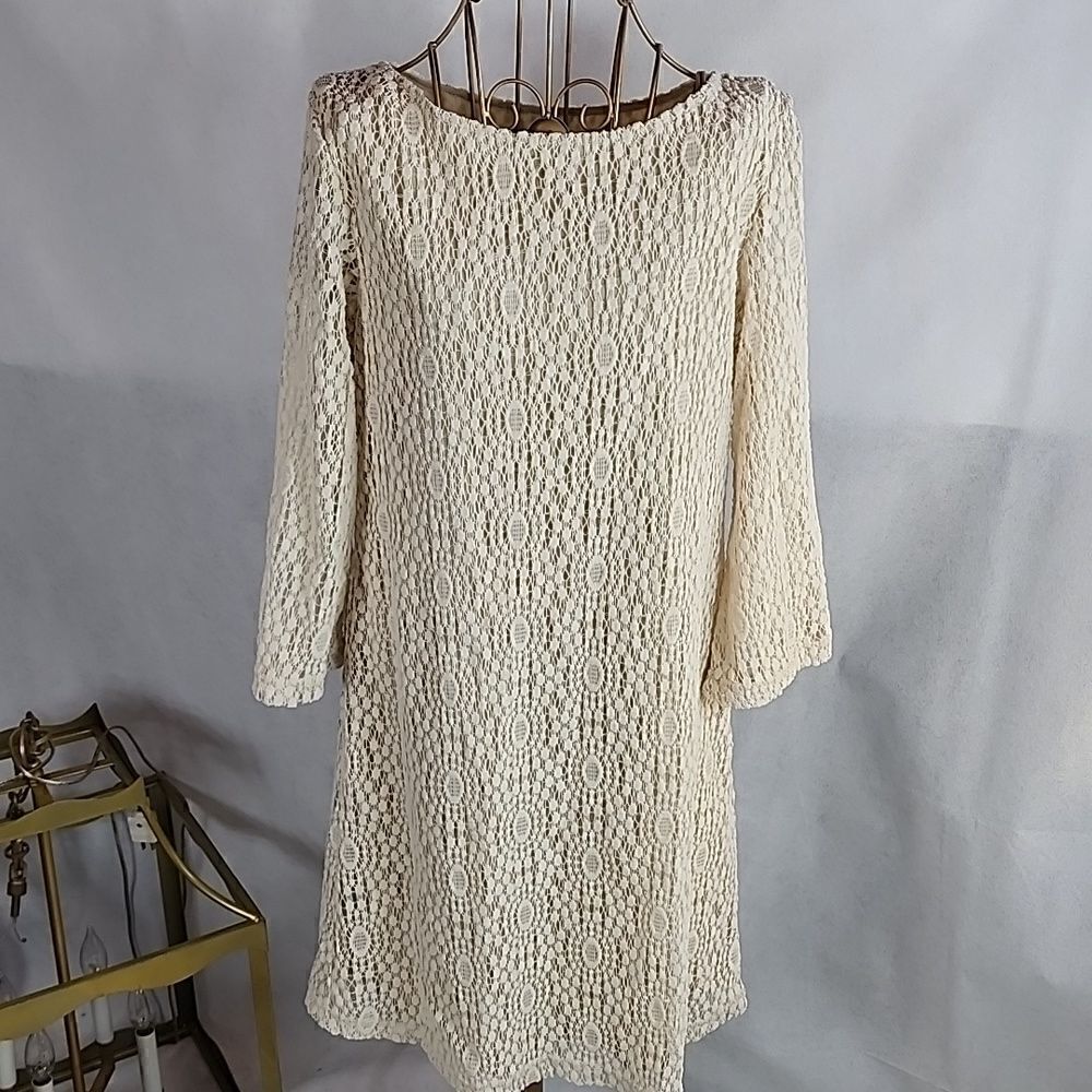 Lace Dress Cream Color Delicate Size 6 sharagno